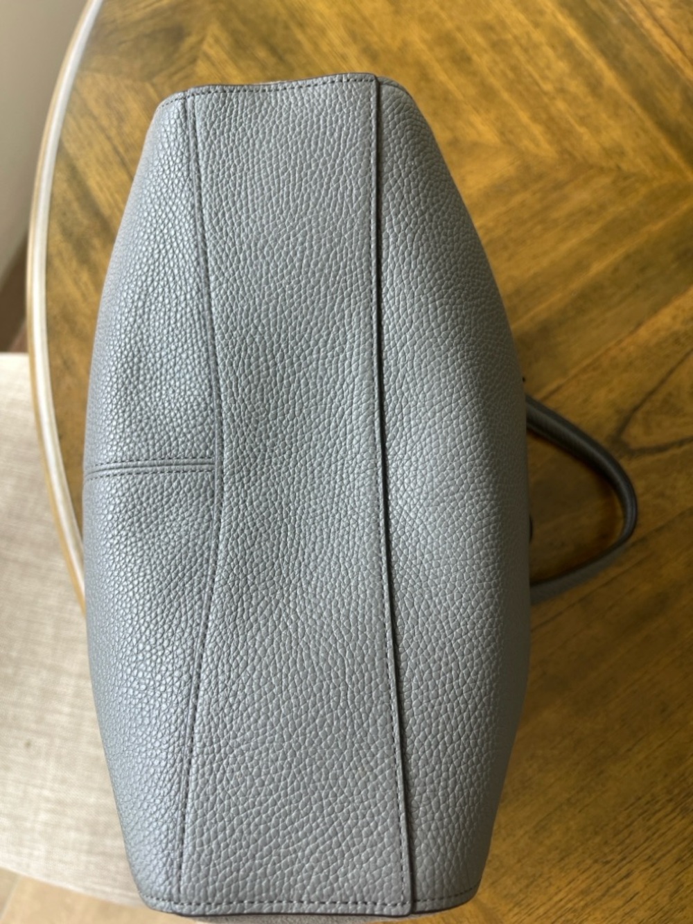 Coach -Gray Pebbled Leather Satchel with Suede and Chain Detail - Picture 8 of 17